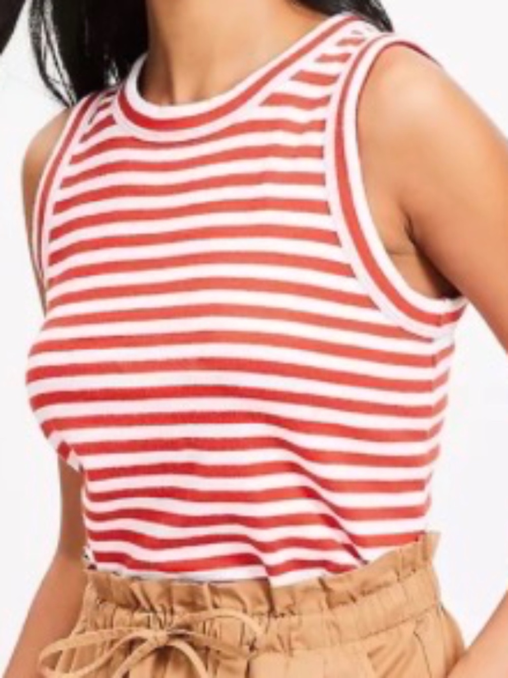 LOFT Tamale Red and White Harbor Tank Top Womens Large NEW